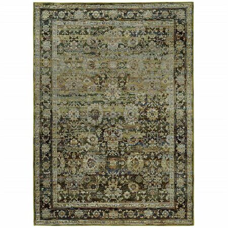 PLANON 8 x 10 ft. Floral Area Rug Green & Brown PL2627559